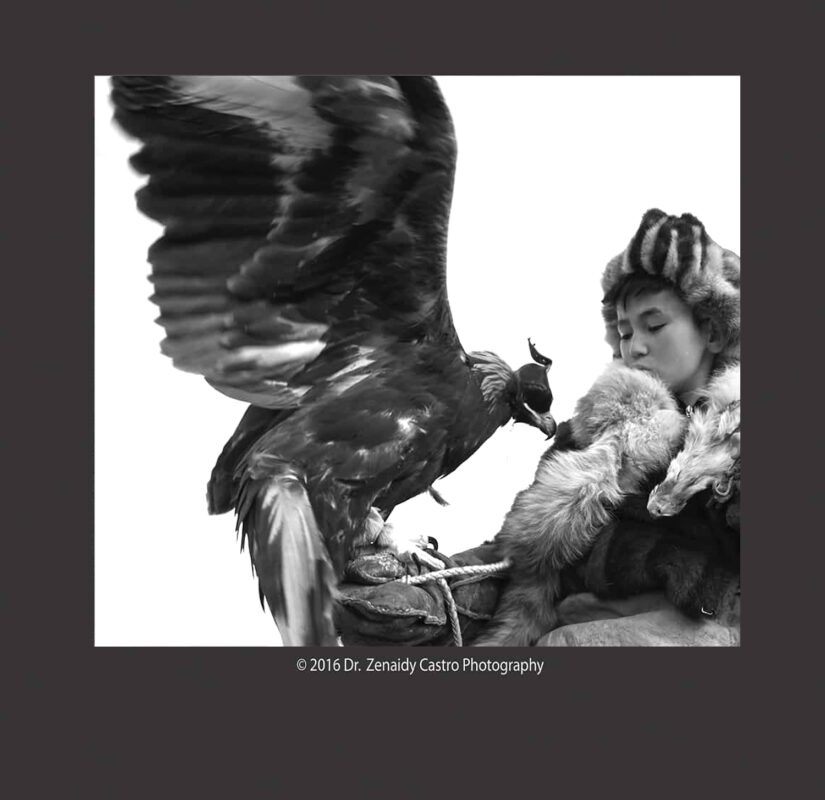 Mongolia’s Kazakh Eagle Hunters, Mongolia Eagle Hunters and their Golden Eagles, Kazakh Eagle Hunters in Mongolia, Eagle Hunters and eagle huntresses of western Mongolia, Mongolian Eagle Hunters & Eagle Hunting, Dr Zenaidy Castro Photography, globetrotting Dentist and award winning Cultural portrait Photographer,