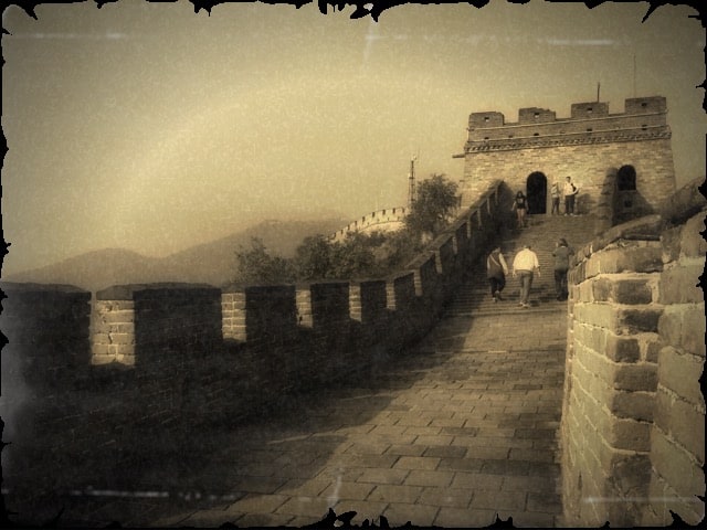 Great Wall of China with Sepia Photography, Great Wall China Sepia photos, Black and White Sepia tone photography