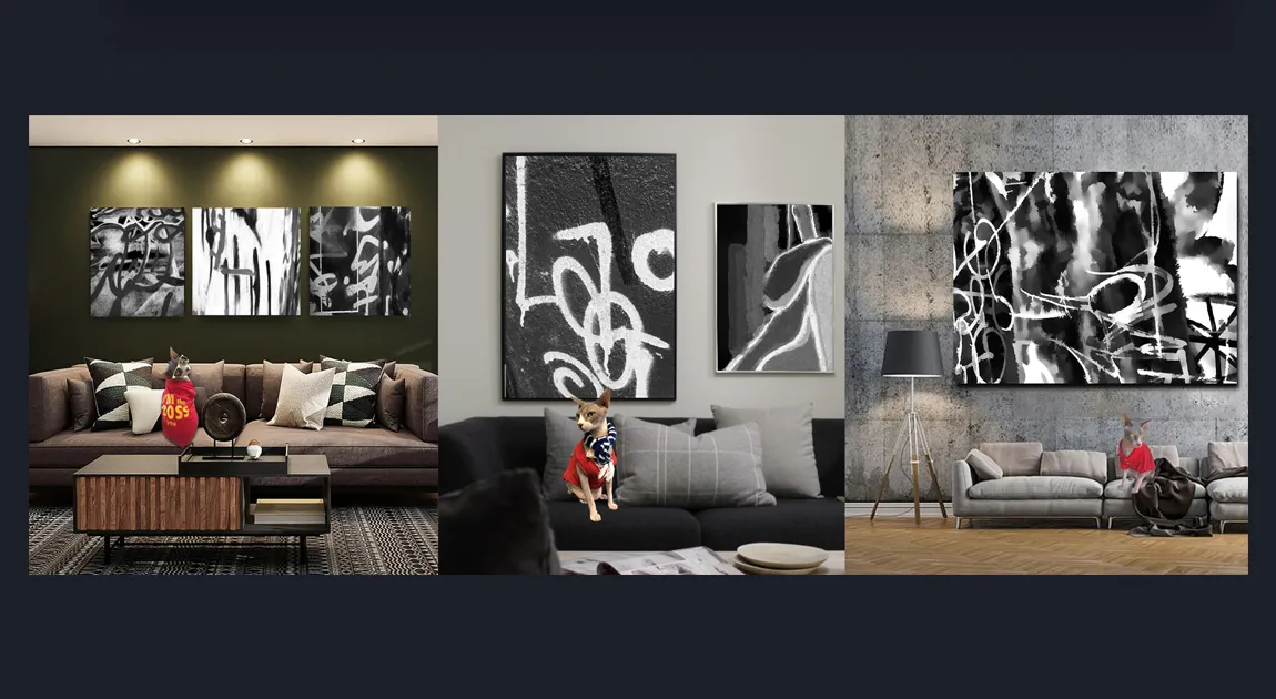 Black White Moden Abstract Wall Art Prints for sale 5
