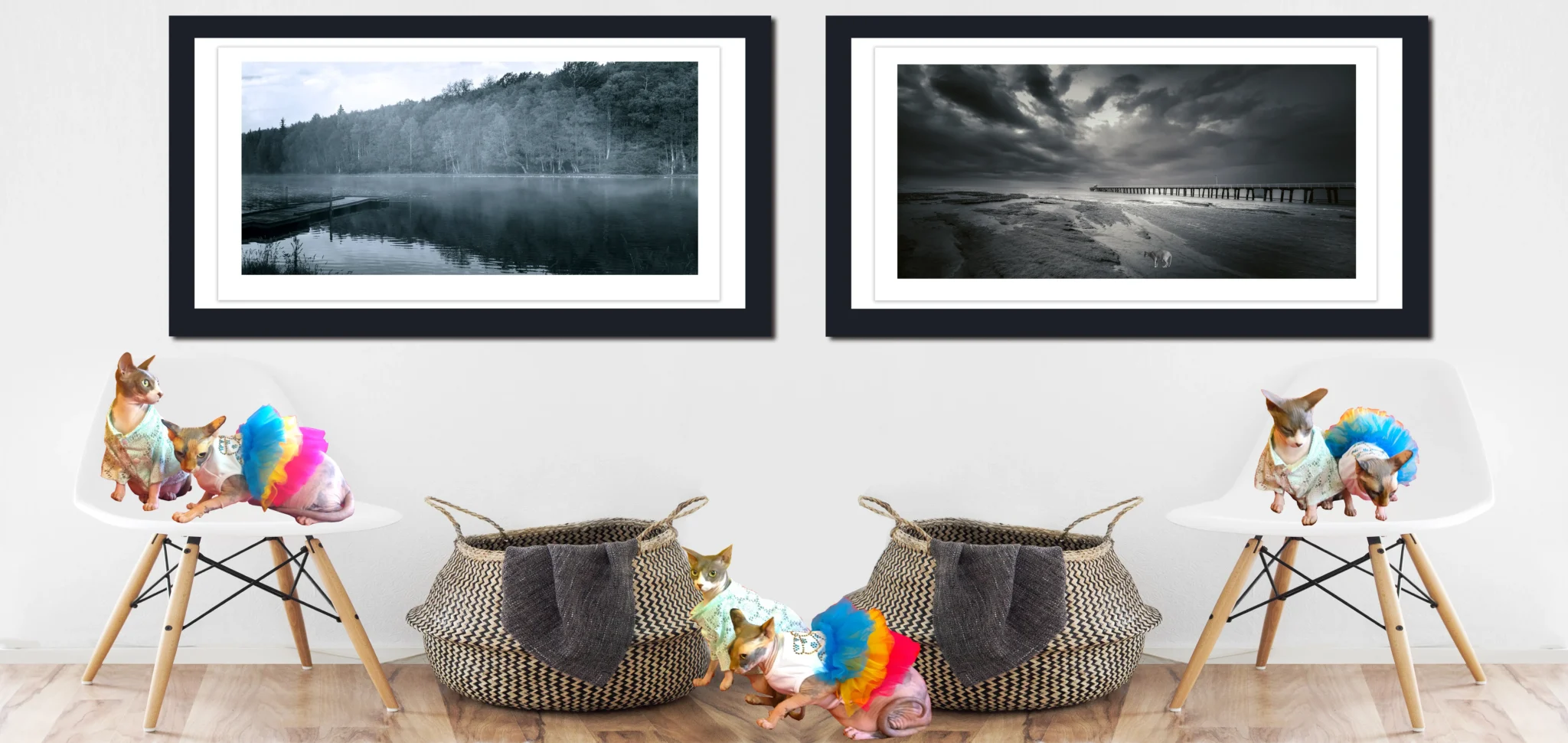 Black and White Jetty, Boathouse, Lakehouse Photos for sale