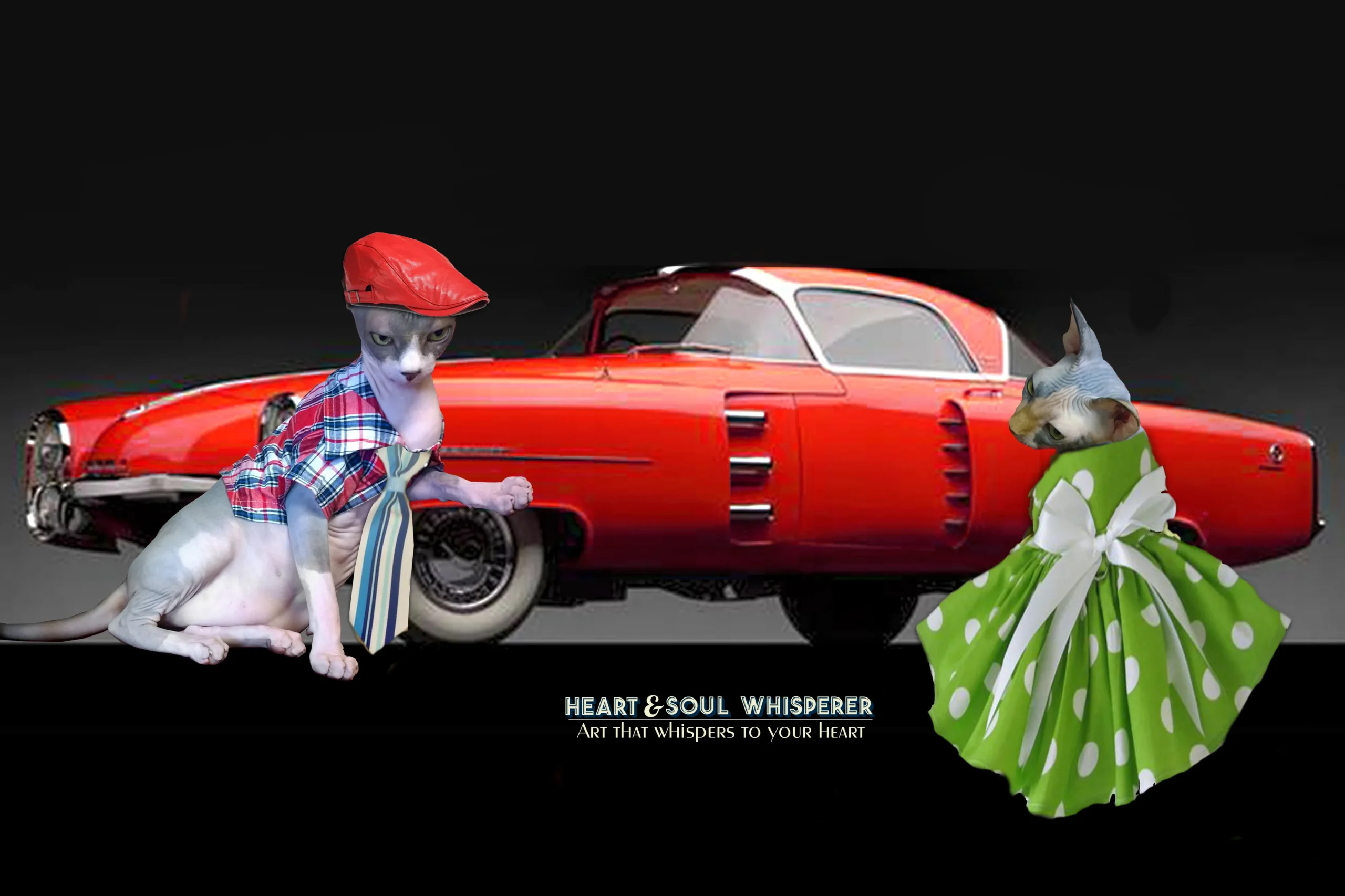 Heart & Soul Whisperer Art gallery -2 Sphynx Cats Zucky and Zooky